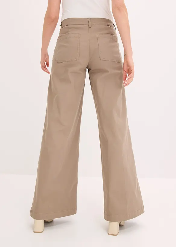 Wide leg broek met stretch, bonprix