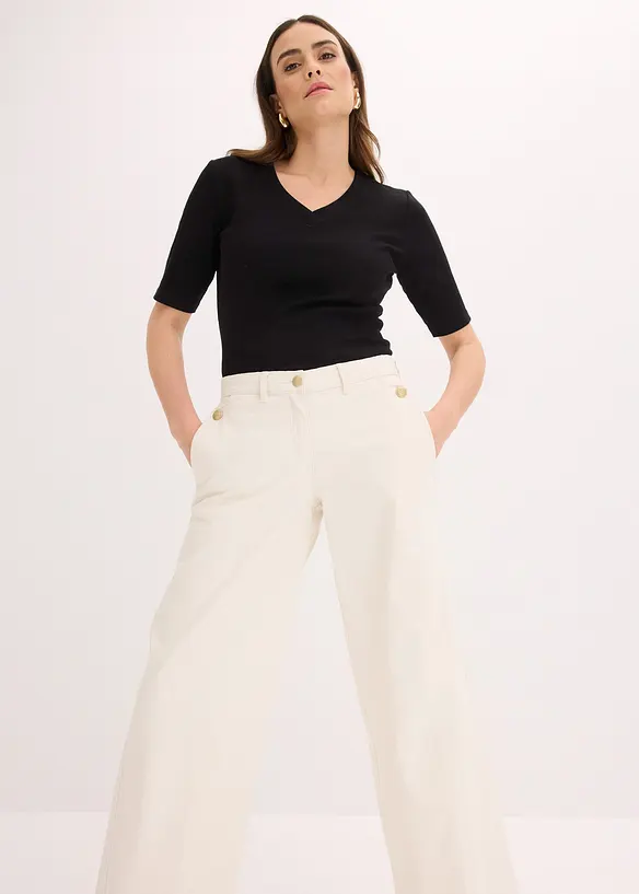 Wide leg broek met stretch, bonprix