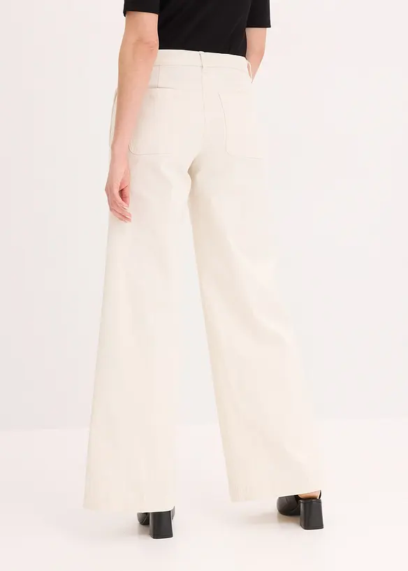 Wide leg broek met stretch, bonprix