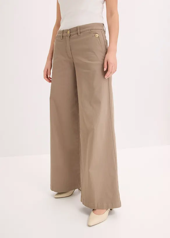 Wide leg broek met stretch, bonprix