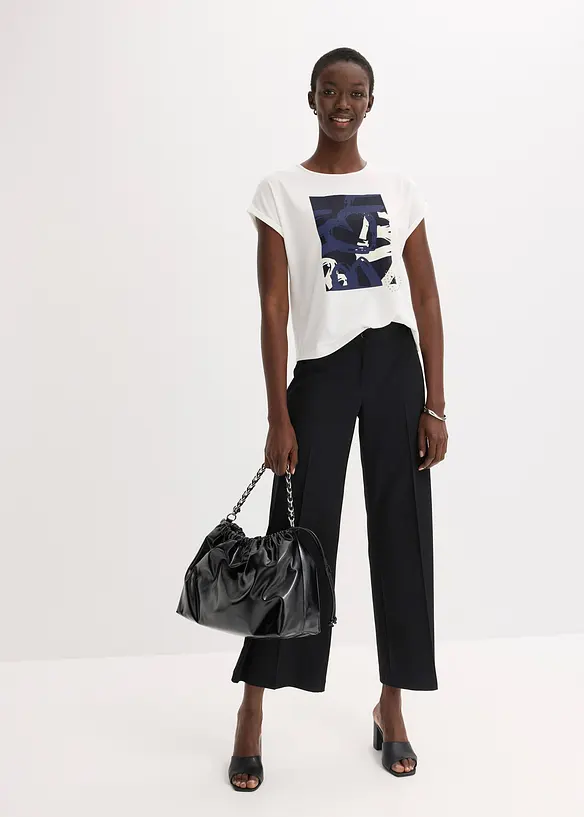 Shirt met viscose en glanzende steentjes, bonprix