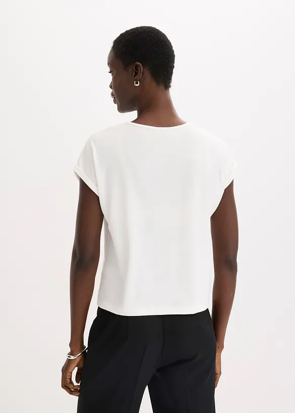 Shirt met viscose en glanzende steentjes, bonprix