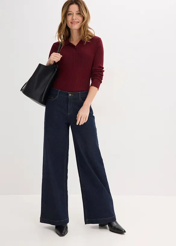 Geribde trui van viscosemix, bonprix