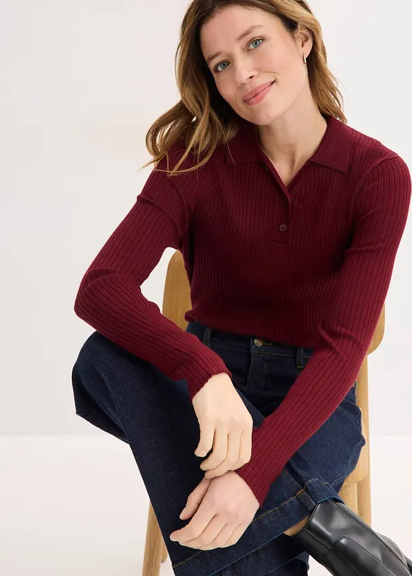 Geribde trui van viscosemix, bonprix