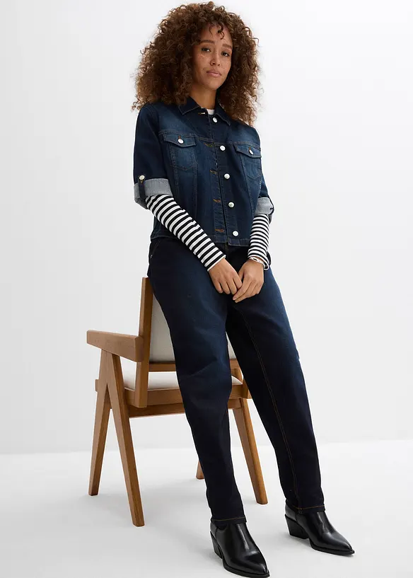 Barrel stretch jeans, mid waist, bonprix