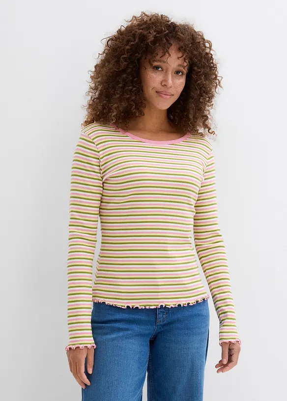 Geribd shirt met strepen van biologisch katoen, bonprix