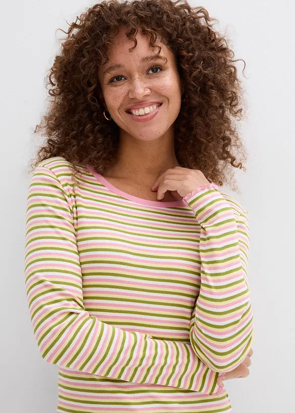 Geribd shirt met strepen van biologisch katoen, bonprix