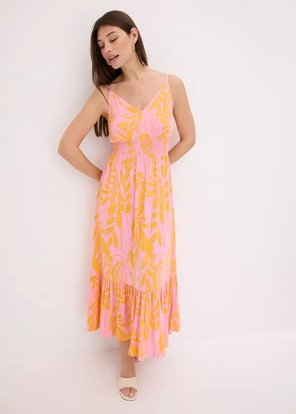 Jurk met spaghettibandjes in een zachte viscosemix, bonprix