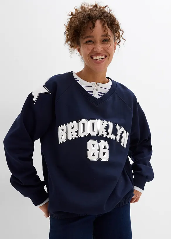 Oversized sweater van een zachte katoenmix, bonprix