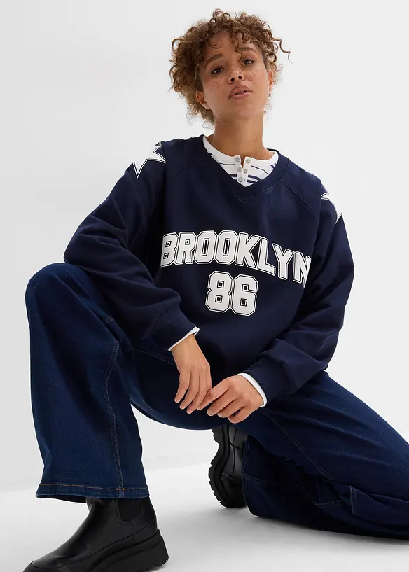 Oversized sweater van een zachte katoenmix, bonprix