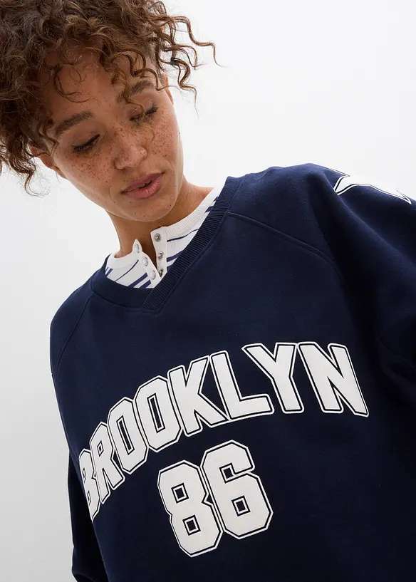 Oversized sweater van een zachte katoenmix, bonprix