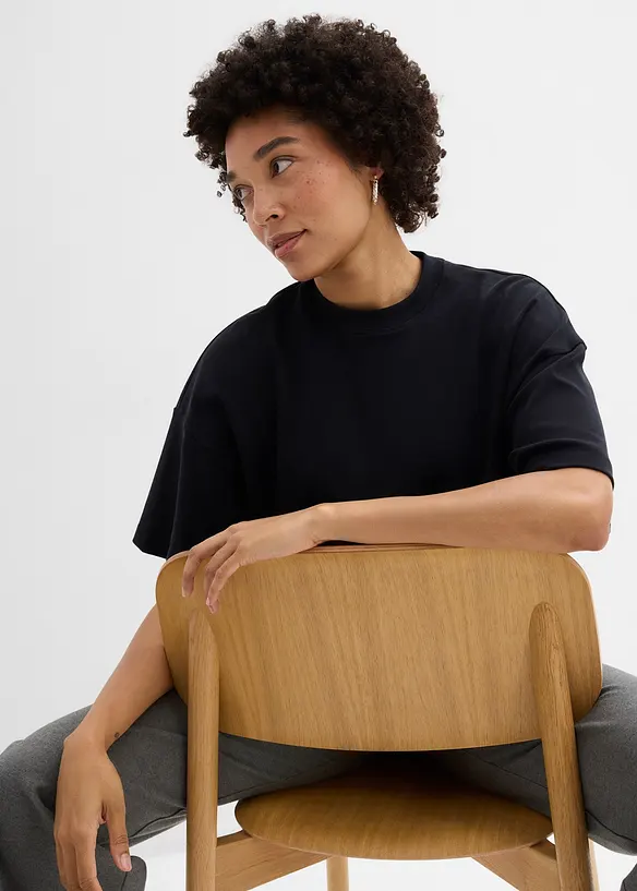 Kort oversized shirt van zwaar biologisch katoen, bonprix