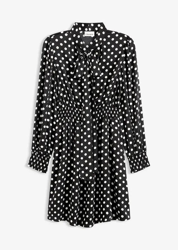 Jurk met strikkraag van soepel satijn, bonprix