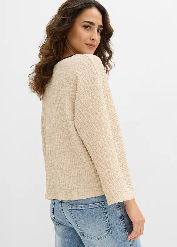 Oversized shirt met biezen in contrastkleur, bonprix