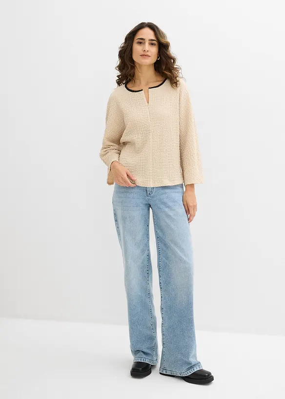 Oversized shirt met biezen in contrastkleur, bonprix