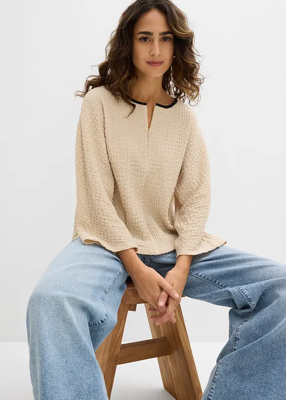 Oversized shirt met biezen in contrastkleur, bonprix