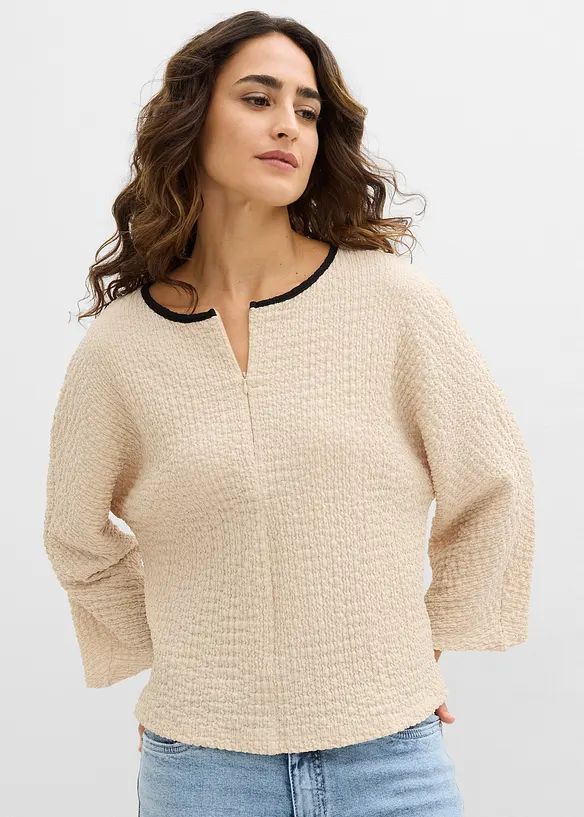 Oversized shirt met biezen in contrastkleur, bonprix