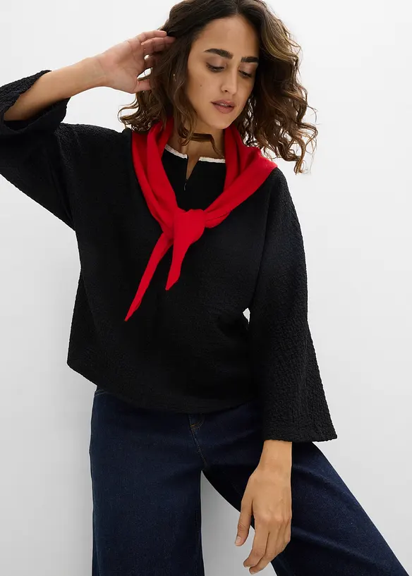 Oversized shirt met biezen in contrastkleur, bonprix