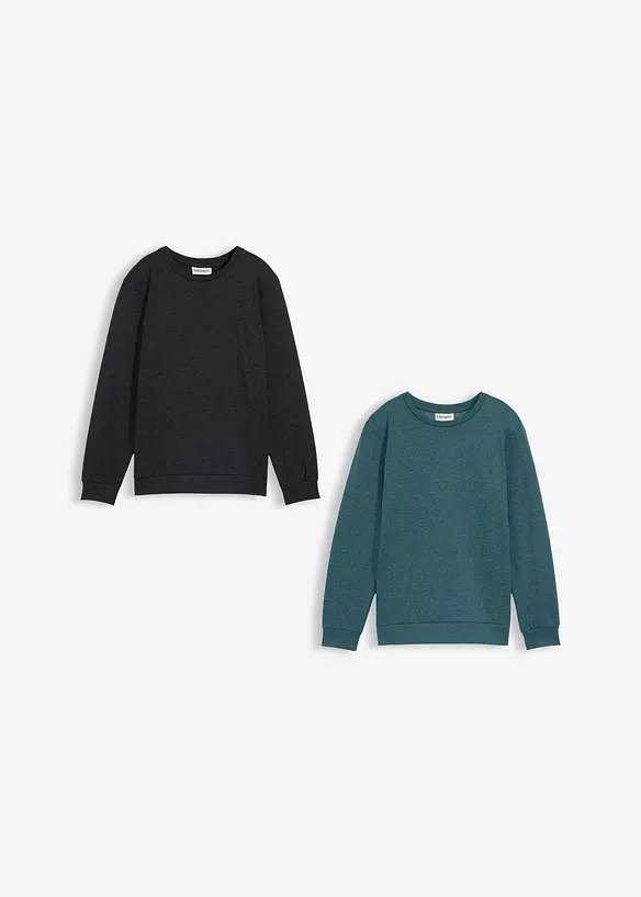 Sweatshirt van zachte katoenmix (set van 2), bonprix