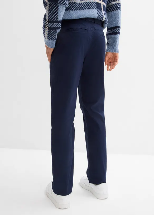 Regular fit stretch chino met comfortabele tailleband en met riem, straight, bonprix