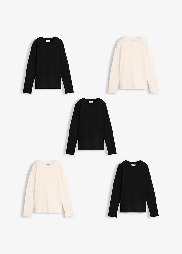 Longsleeve van puur biologisch katoen ( set van 5), bonprix