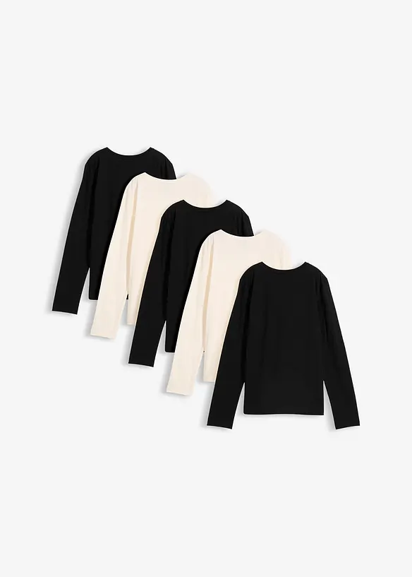 Longsleeve van puur biologisch katoen ( set van 5), bonprix