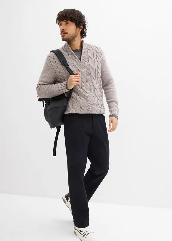 Relaxed fit stretchbroek met comfortabele tailleband, straight, bonprix