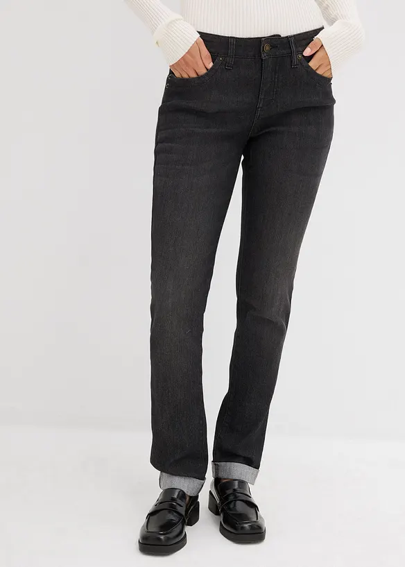 Stretch jeans mid waist, straight, bonprix