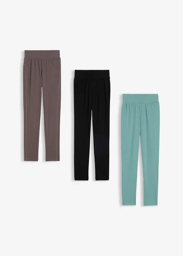 Legging in een elastische katoenmix (set van 3), bonprix