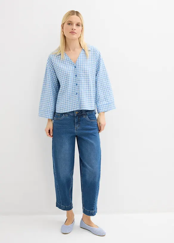 Barrel jeans mid waist, cropped, bonprix
