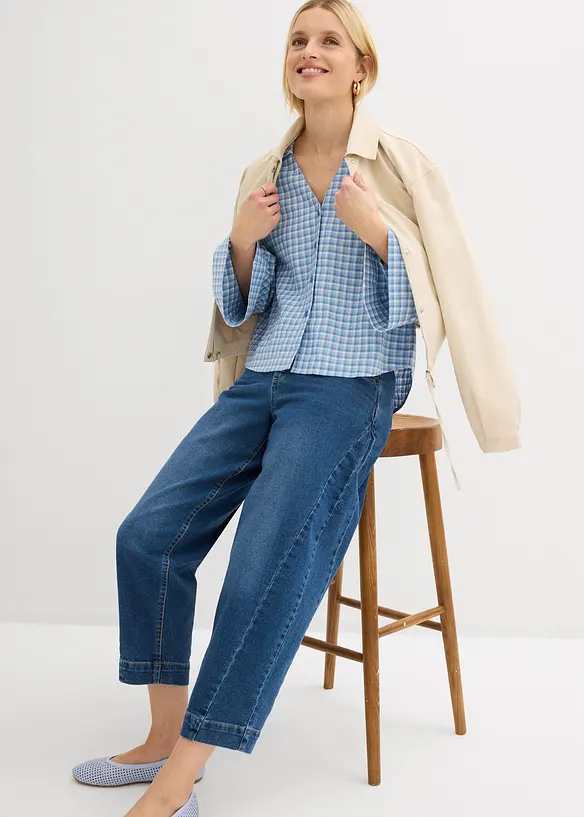 Barrel jeans mid waist, cropped, bonprix