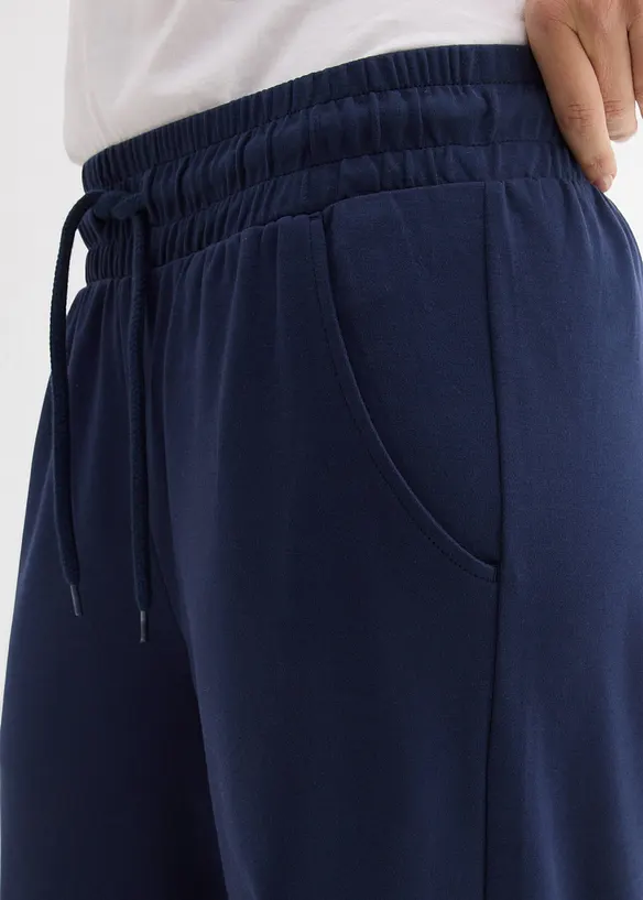 Wijde jersey broek van interlock, bonprix