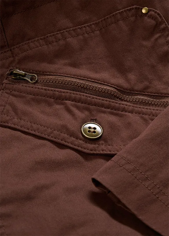 Korte katoenen parka met opstaande kraag, getailleerd, bonprix