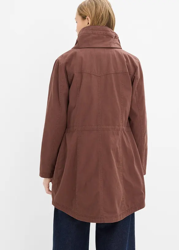 Korte katoenen parka met opstaande kraag, getailleerd, bonprix
