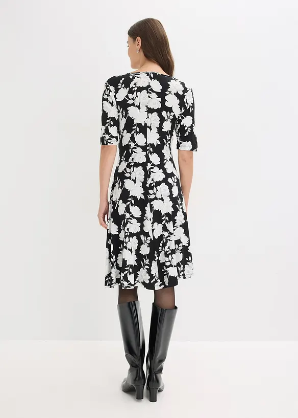 Gedessineerde jersey jurk met drapering in een zachte viscosemix, bonprix