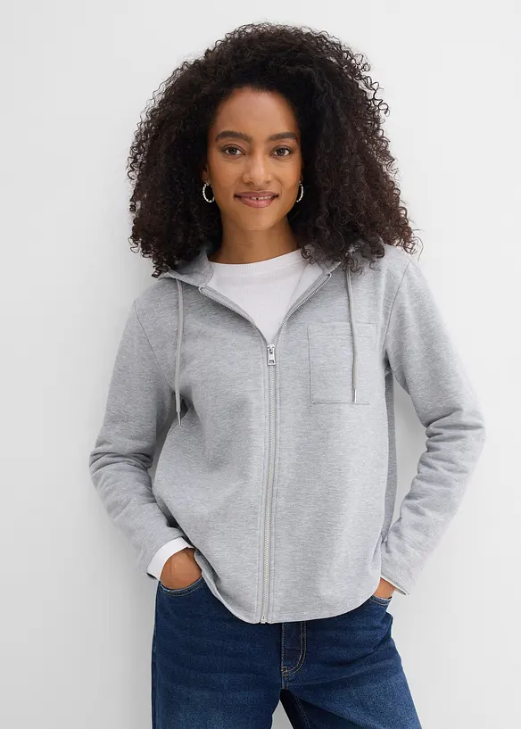 Sweatvest met capuchon en gerecycled polyester, bonprix