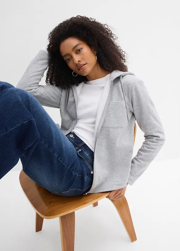 Sweatvest met capuchon en gerecycled polyester, bonprix