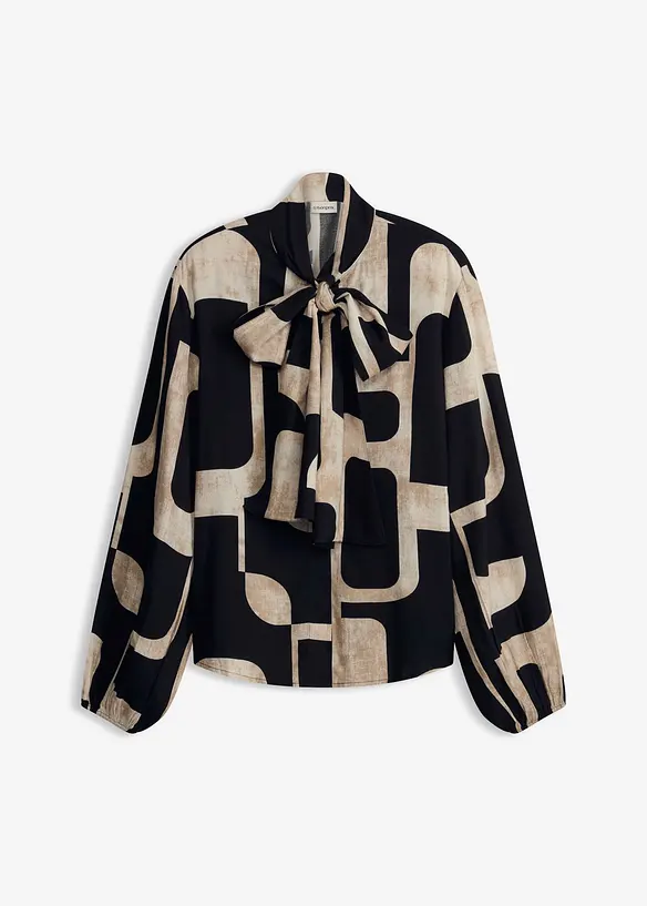 Blouse met strik van soepelvallende viscose, bonprix