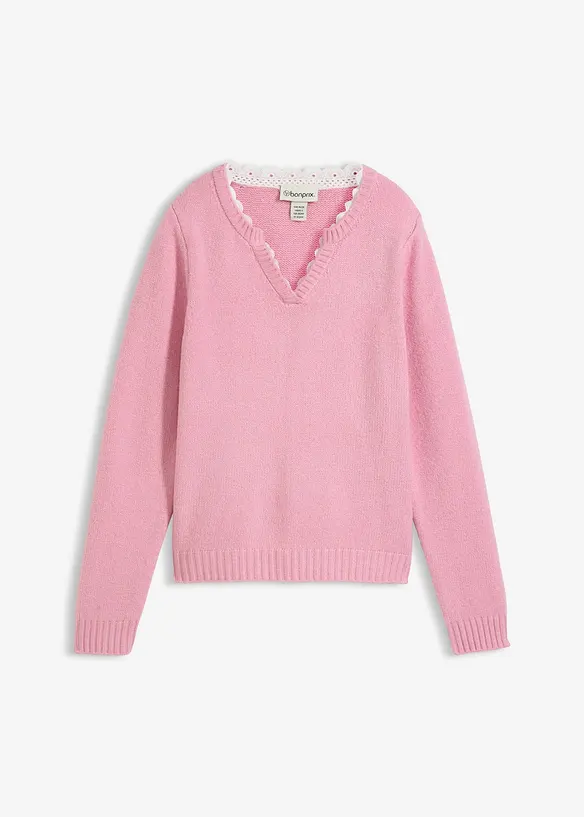 Trui met kanten inzet, bonprix