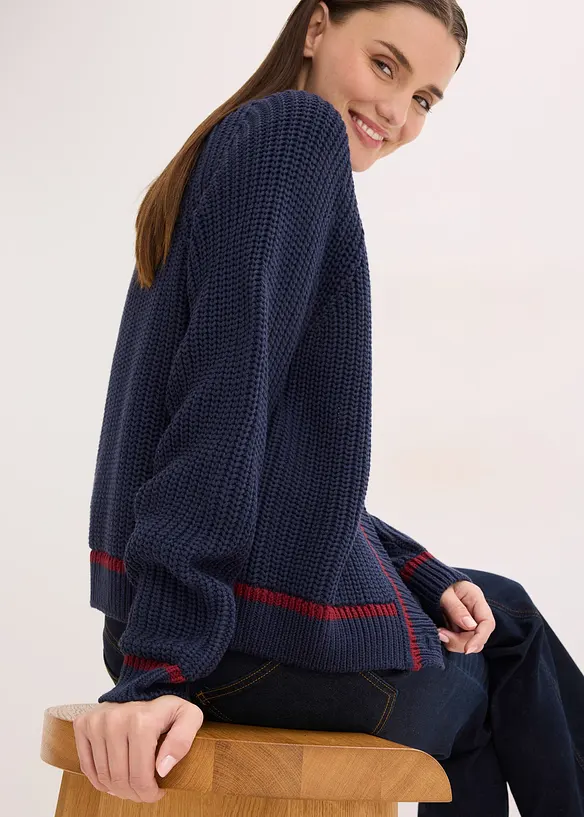 Gebreid vest met contrasterende strepen, bonprix