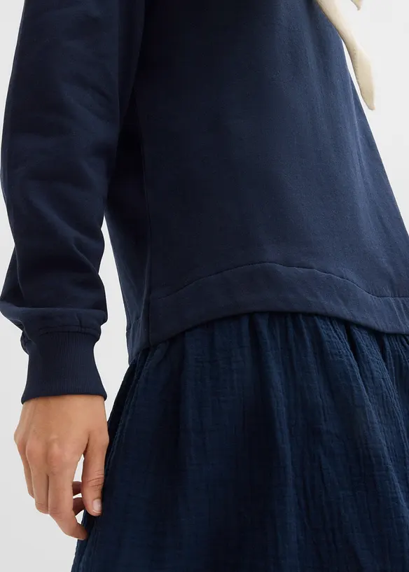 Sweatjurk met geweven rok, bonprix