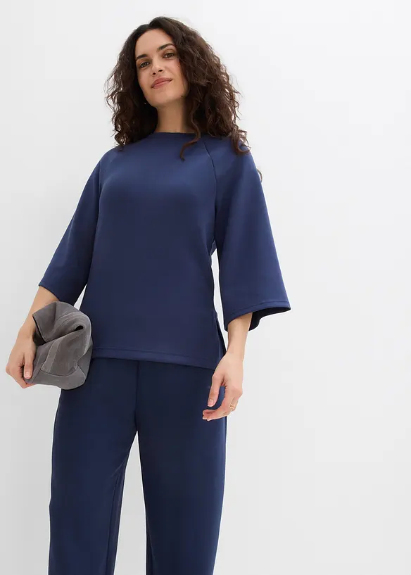 Boxy shirt van scuba met elastisch inzetstuk, bonprix