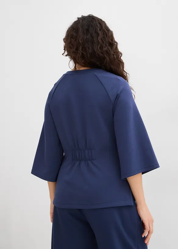 Boxy shirt van scuba met elastisch inzetstuk, bonprix