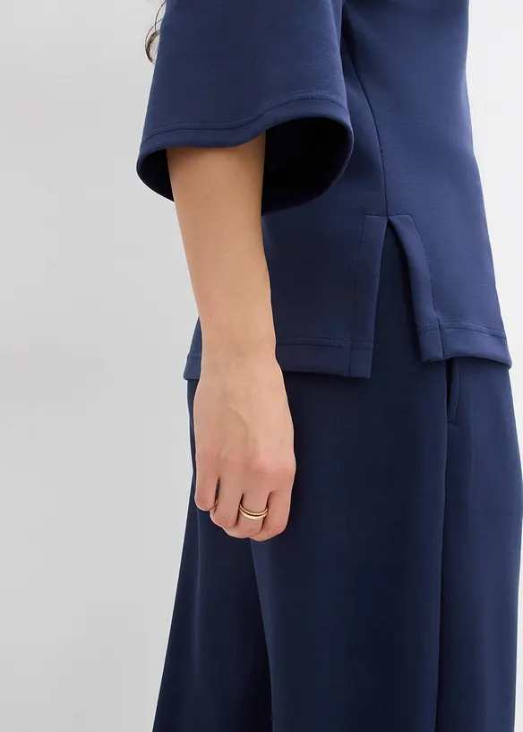 Boxy shirt van scuba met elastisch inzetstuk, bonprix