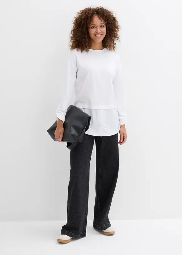 Shirt met blouse-inzet, bonprix