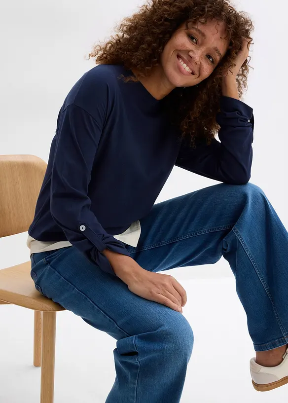 Shirt met blouse-inzet, bonprix