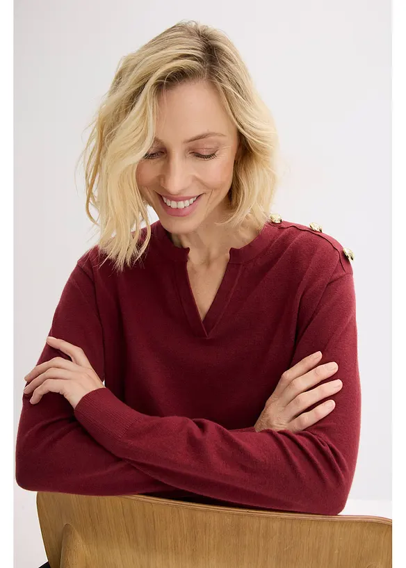 Fijngebreide trui met knoopsluiting, bonprix