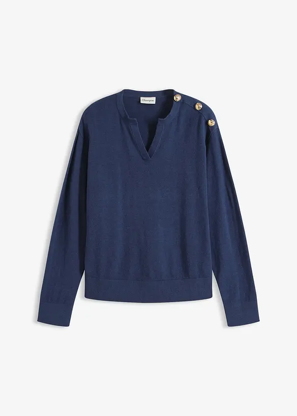 Fijngebreide trui met knoopsluiting, bonprix