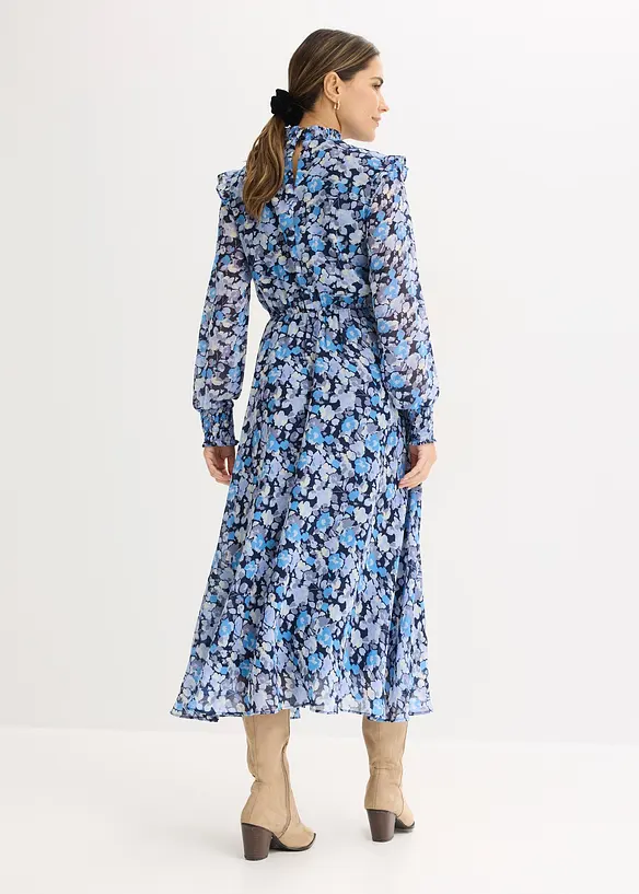 Jurk van chiffon met opstaande kraag, bonprix