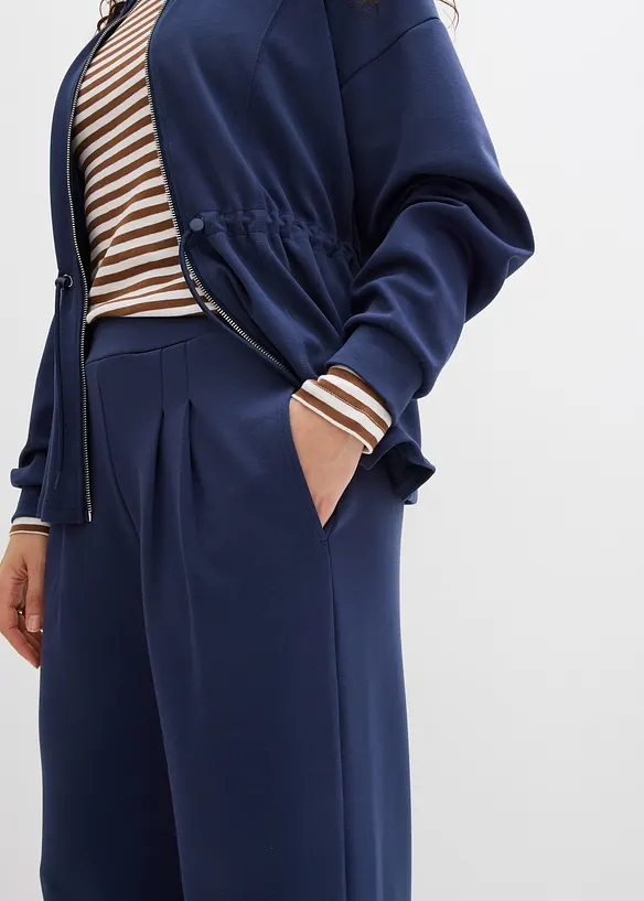 Jersey broek van scuba met bandplooien, bonprix